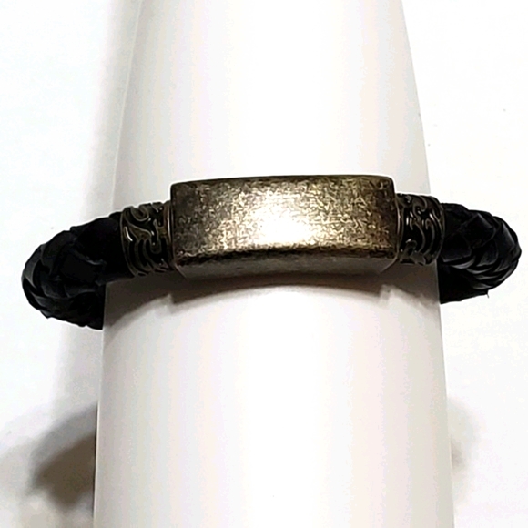 Bracelet Leather Heavy Duty Black Double Strand - Picture 4 of 5